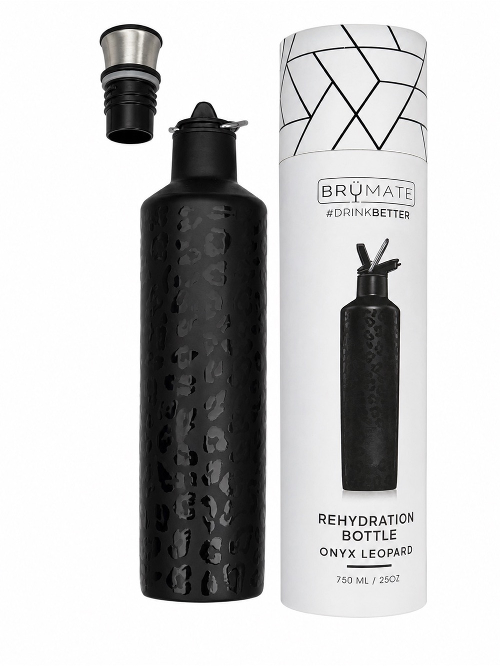 BrüMate Onyx Leopard Rehydration Bottle - Black